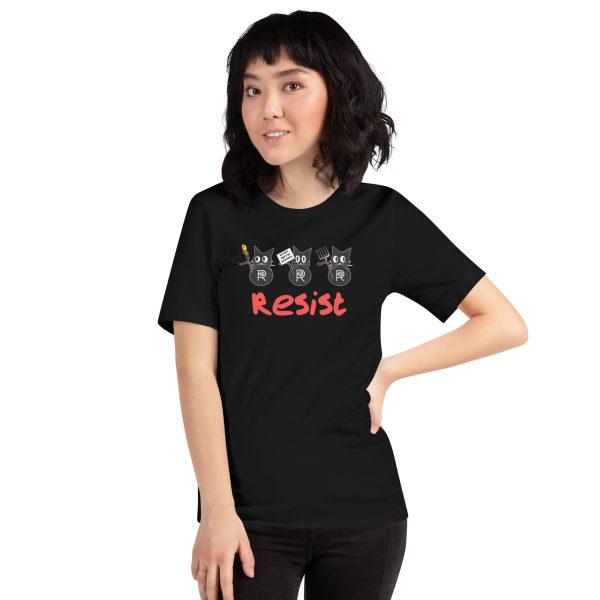 R - Resistance Kitties Resist Dark Style Unisex T-shirt - Image 2