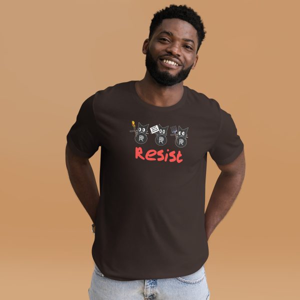 R - Resistance Kitties Resist Dark Style Unisex T-shirt - Image 9