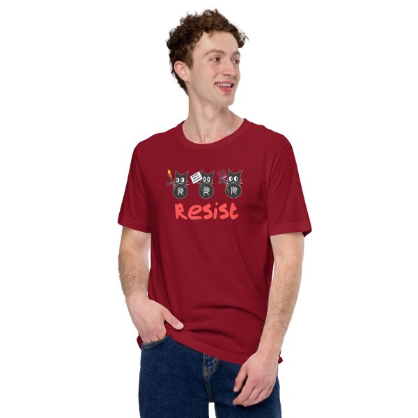 R - Resistance Kitties Resist Dark Style Unisex T-shirt - Image 8