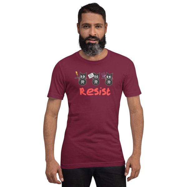 R - Resistance Kitties Resist Dark Style Unisex T-shirt - Image 11