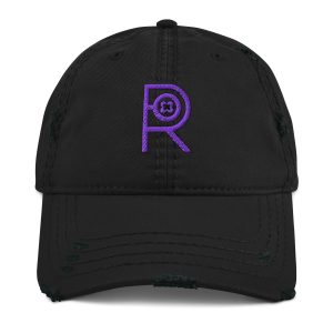R - Purple And Black Distressed Dad Hat