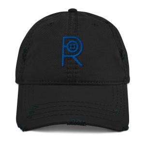 R - Royal And Black Distressed Dad Hat
