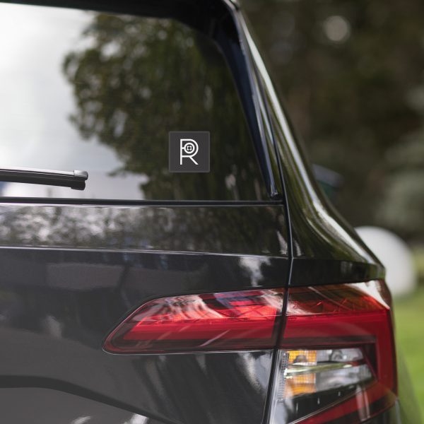 R - White And Black Outlined Dark Grey Eclipse Bubble-free Stickers - Image 2