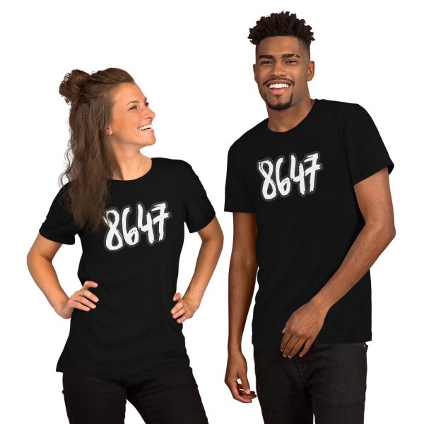 R - 8647 White And Black Outlined Brushed Dark Style Unisex T-shirt - Image 22