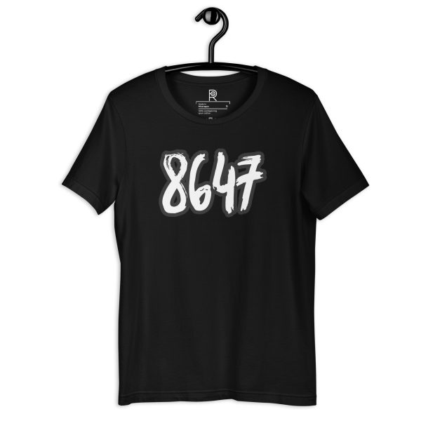 R - 8647 White And Black Outlined Brushed Dark Style Unisex T-shirt - Image 23