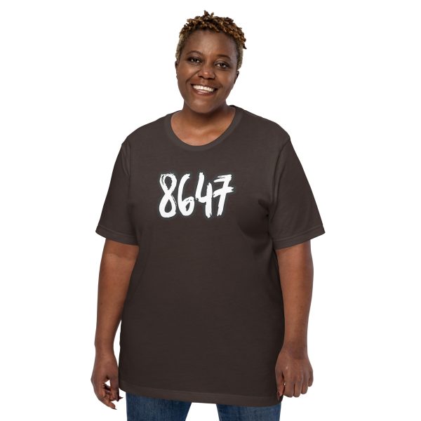 R - 8647 White And Black Outlined Brushed Dark Style Unisex T-shirt - Image 11