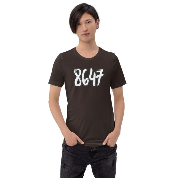 R - 8647 White And Black Outlined Brushed Dark Style Unisex T-shirt - Image 12