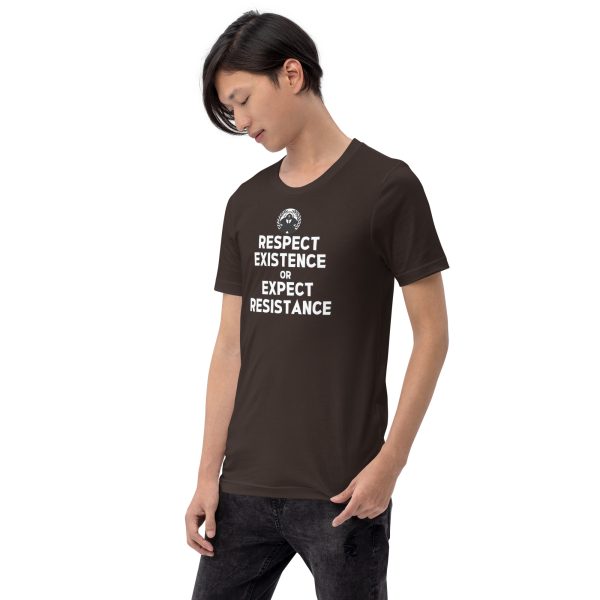 R - Respect Existence Or Expect Resistance White And Black Outlined Dark Style Unisex T-shirt - Image 13