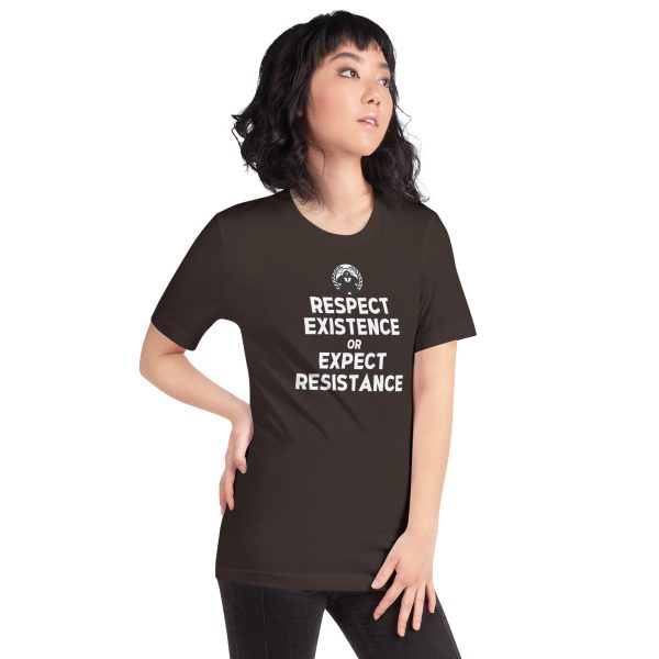R - Respect Existence Or Expect Resistance White And Black Outlined Dark Style Unisex T-shirt - Image 12