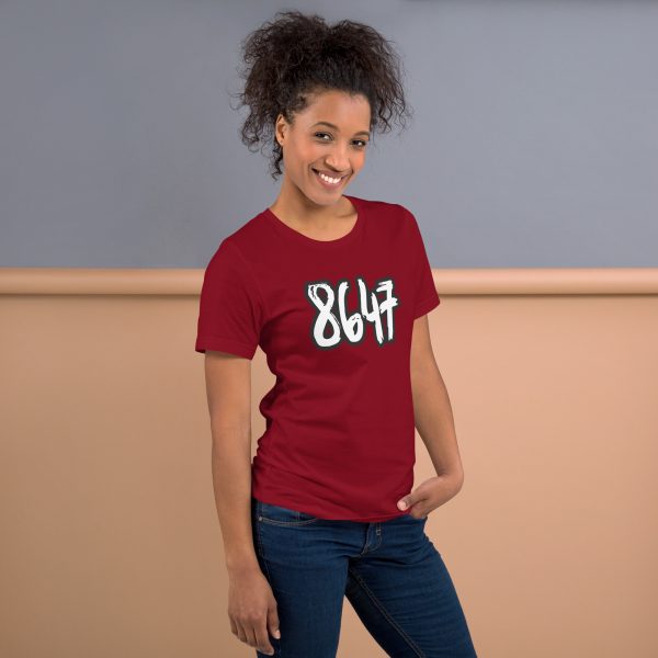 R - 8647 White And Black Outlined Brushed Dark Style Unisex T-shirt - Image 14