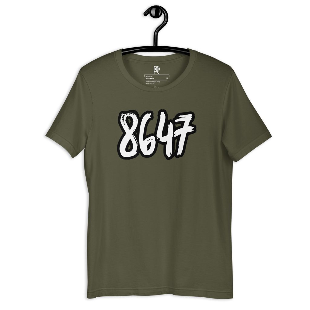 R - 8647 White And Black Outlined Brushed Dark Style Unisex T-shirt