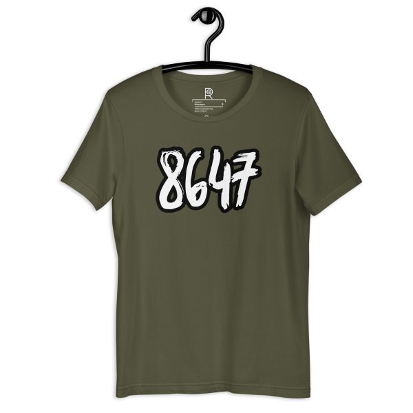 R - 8647 White And Black Outlined Brushed Dark Style Unisex T-shirt