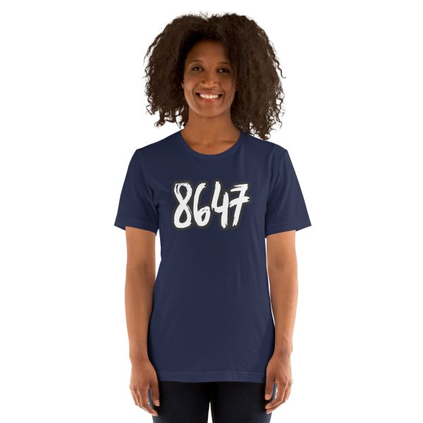 R - 8647 White And Black Outlined Brushed Dark Style Unisex T-shirt - Image 16