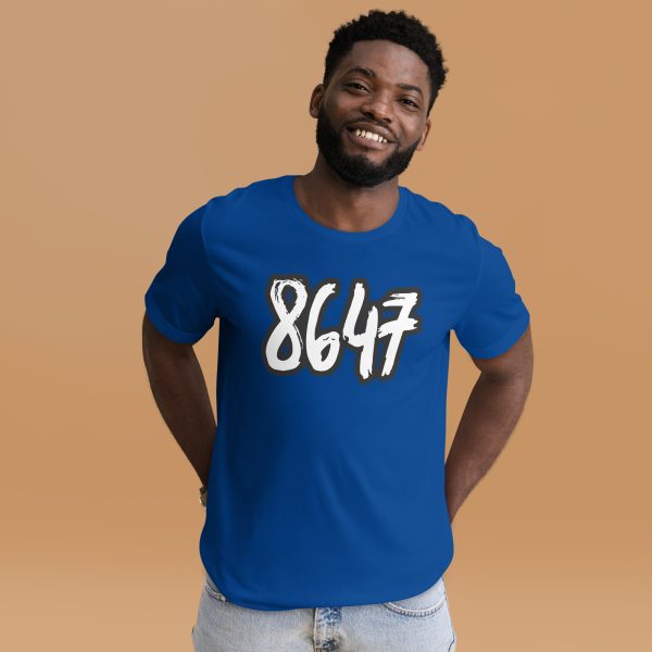 R - 8647 White And Black Outlined Brushed Dark Style Unisex T-shirt - Image 7