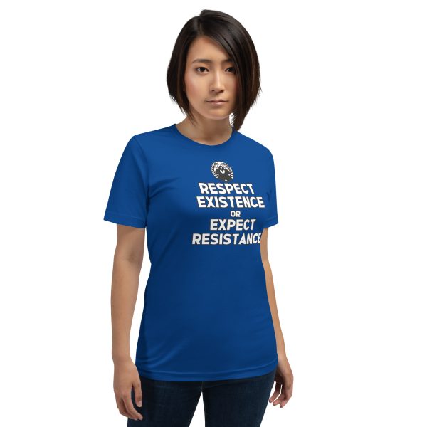R - Respect Existence Or Expect Resistance White And Black Outlined Dark Style Unisex T-shirt - Image 16