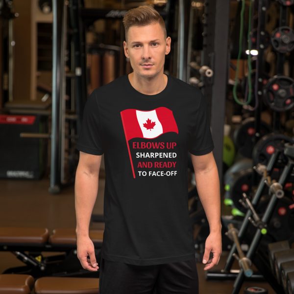 R - Elbows Up Sharpened Ready To Face-Off Dark Style Unisex T-shirt - Image 9