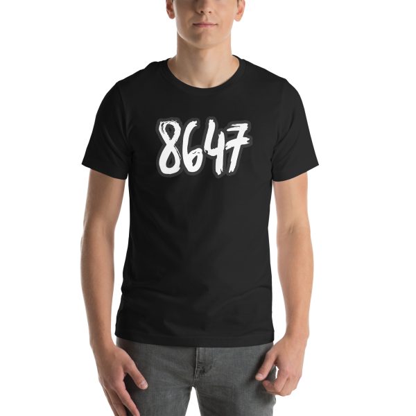 R - 8647 White And Black Outlined Brushed Dark Style Unisex T-shirt - Image 20