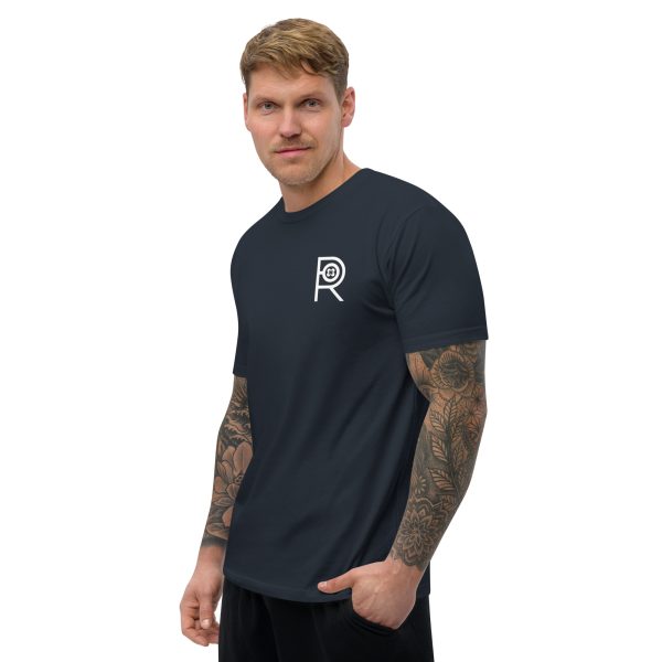 R - White And Black Outlined Men's Fitted Short Sleeve T-shirt