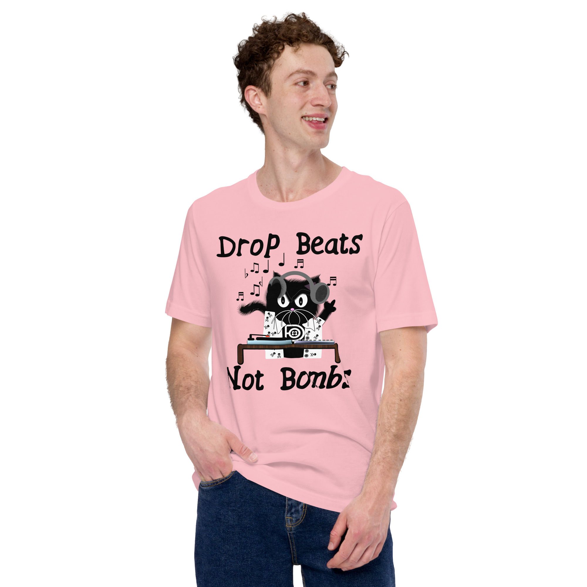 R - Drop Beats Not Bombs Light Style Unisex T-shirt - Image 5