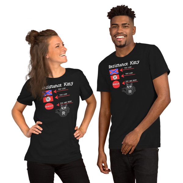 R - Resistance Kitty You Lost You Lost You're Next Dark Style Unisex T-shirt - Image 4
