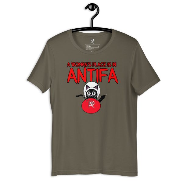 R - A Woman's Place Is In ANTIFA Dark Style Unisex T-shirt - Image 21