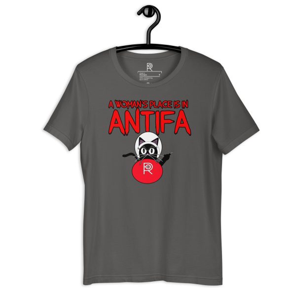R - A Woman's Place Is In ANTIFA Dark Style Unisex T-shirt - Image 19
