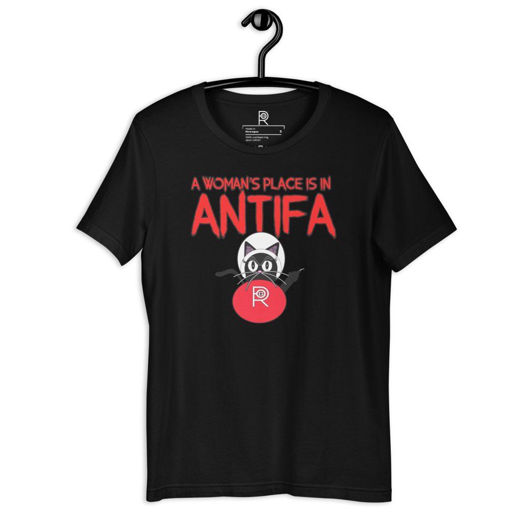 R - A Woman's Place Is In ANTIFA Dark Style Unisex T-shirt