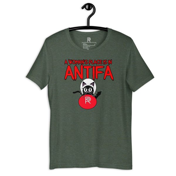 R - A Woman's Place Is In ANTIFA Dark Style Unisex T-shirt - Image 17