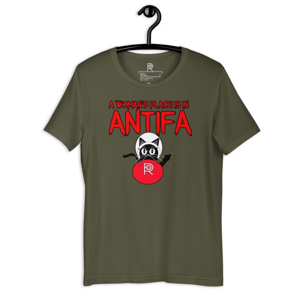 R - A Woman's Place Is In ANTIFA Dark Style Unisex T-shirt - Image 15