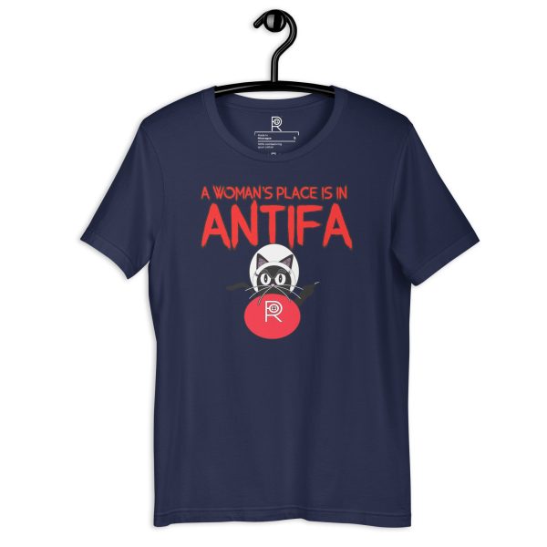 R - A Woman's Place Is In ANTIFA Dark Style Unisex T-shirt - Image 7