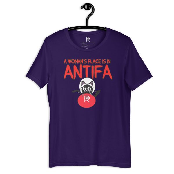 R - A Woman's Place Is In ANTIFA Dark Style Unisex T-shirt - Image 5