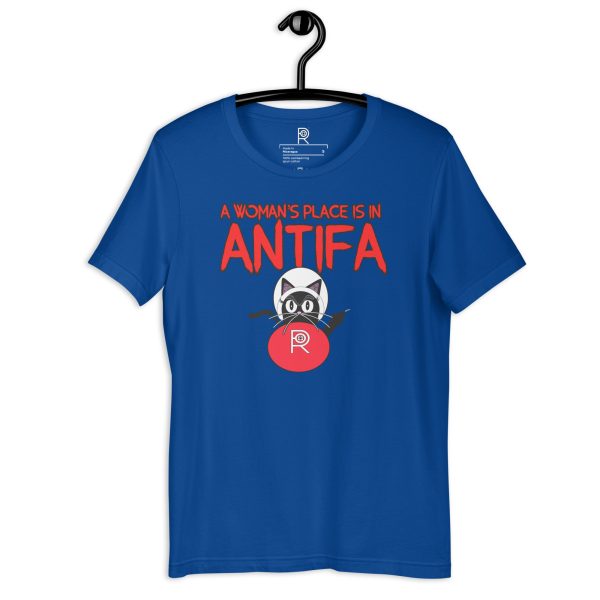 R - A Woman's Place Is In ANTIFA Dark Style Unisex T-shirt - Image 13