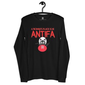 R - A Woman's Place Is In Antifa Dark Style Unisex Long Sleeve Tee