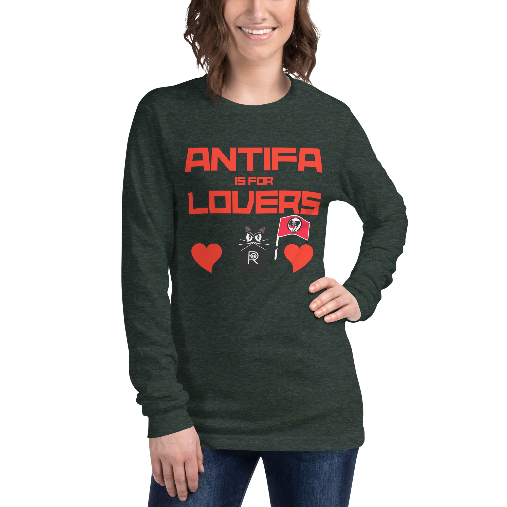 R - Antifa Is For Lovers Dark Style Unisex Long Sleeve Tee - Image 5
