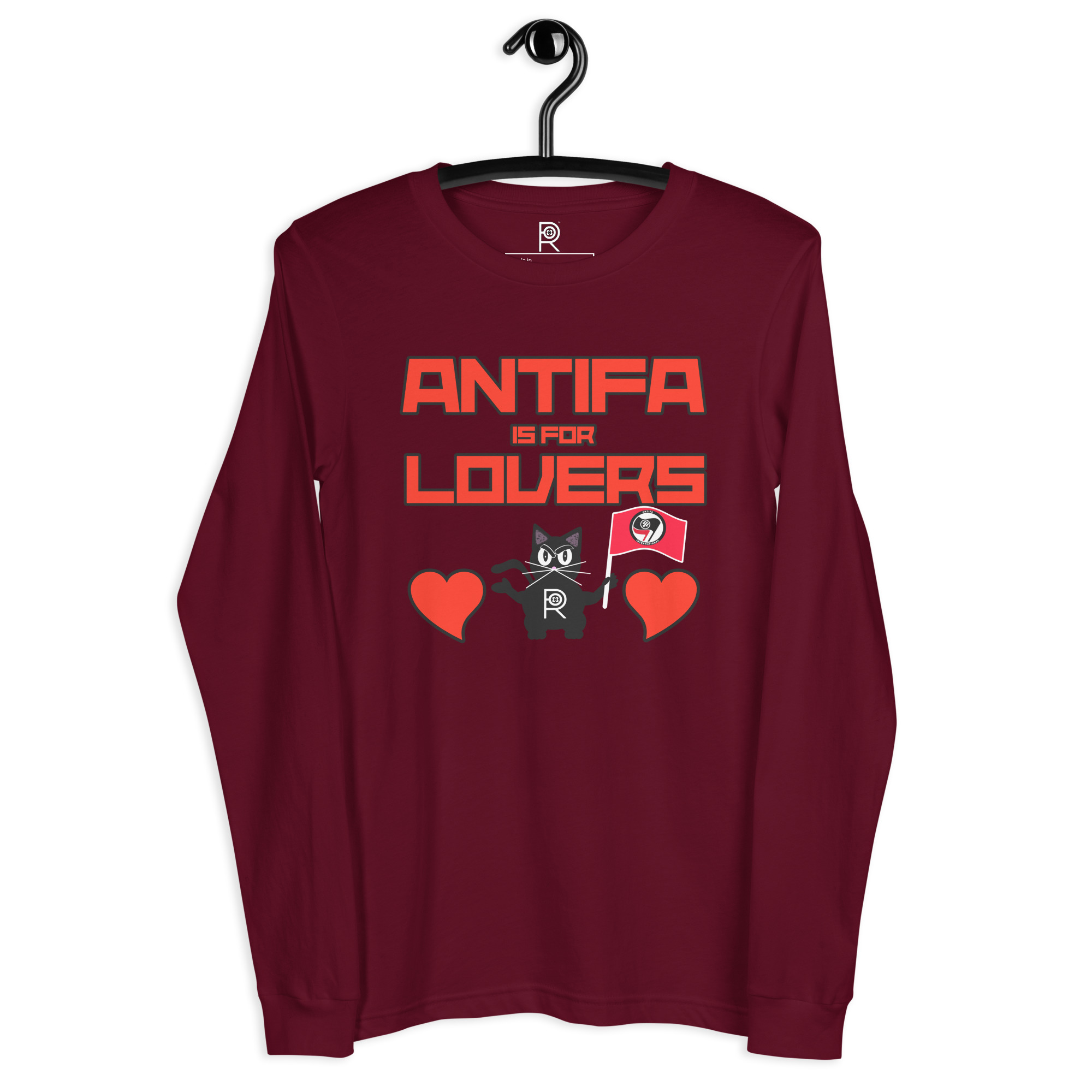 R - Antifa Is For Lovers Dark Style Unisex Long Sleeve Tee - Image 9