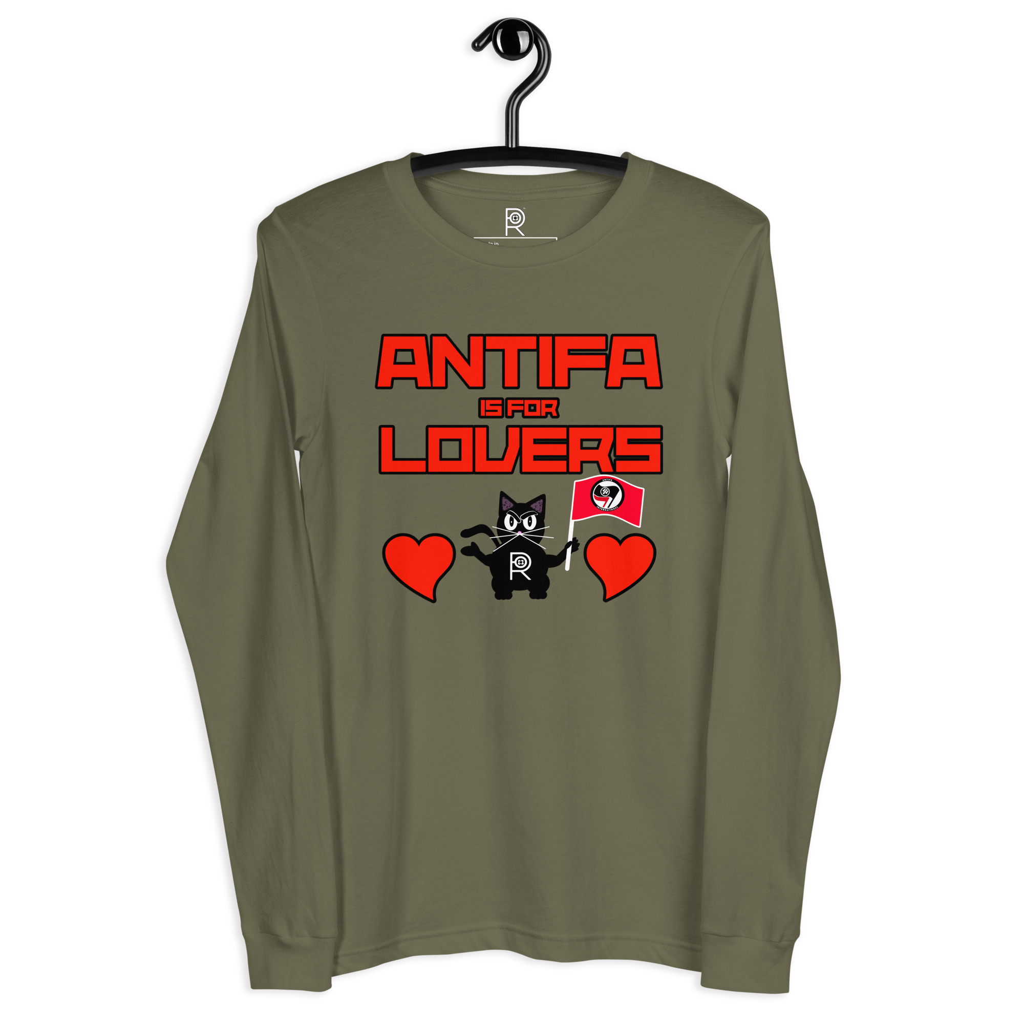 R - Antifa Is For Lovers Dark Style Unisex Long Sleeve Tee - Image 14
