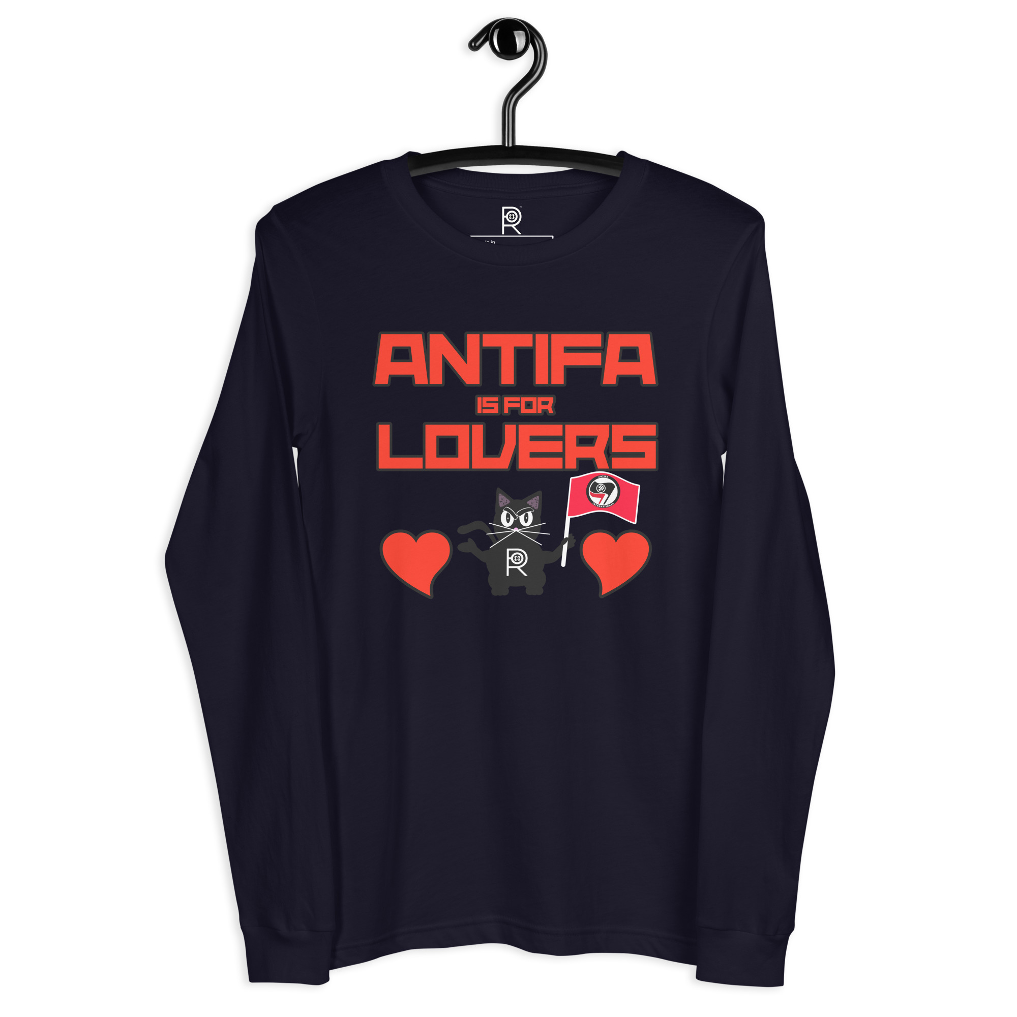 R - Antifa Is For Lovers Dark Style Unisex Long Sleeve Tee - Image 8