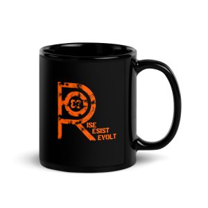 R - Rise Resist Revolt Black Glossy Mug