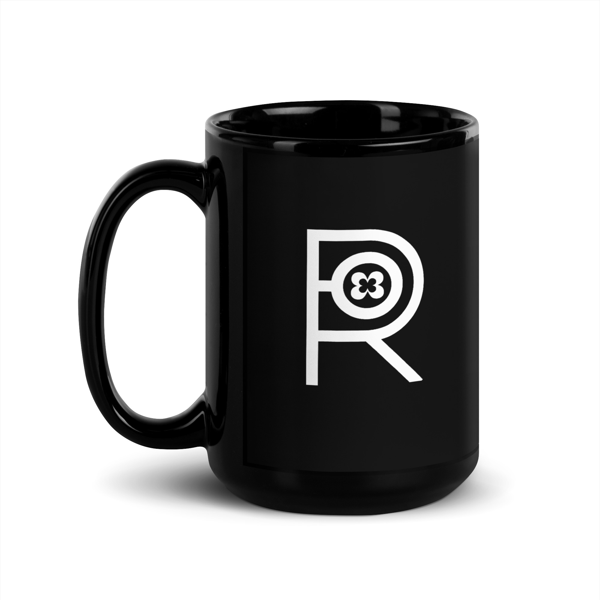 R - Rise Resist Revolt Black Glossy Mug - Image 4