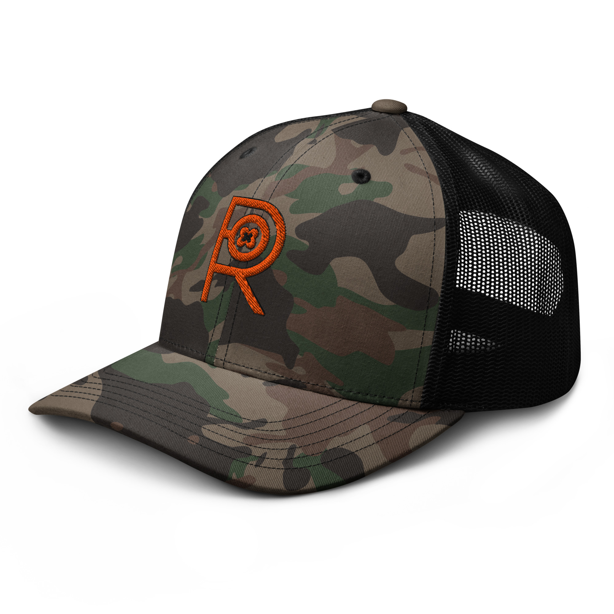 R - Orange On Mesh Camouflage Hat - Image 8