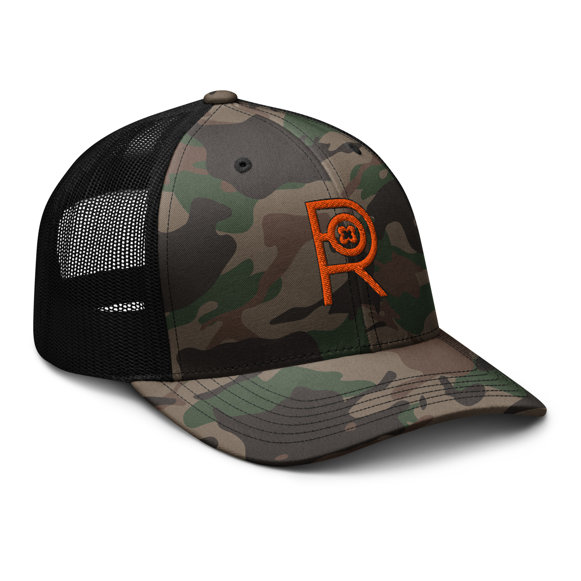 R - Orange On Mesh Camouflage Hat - Image 10