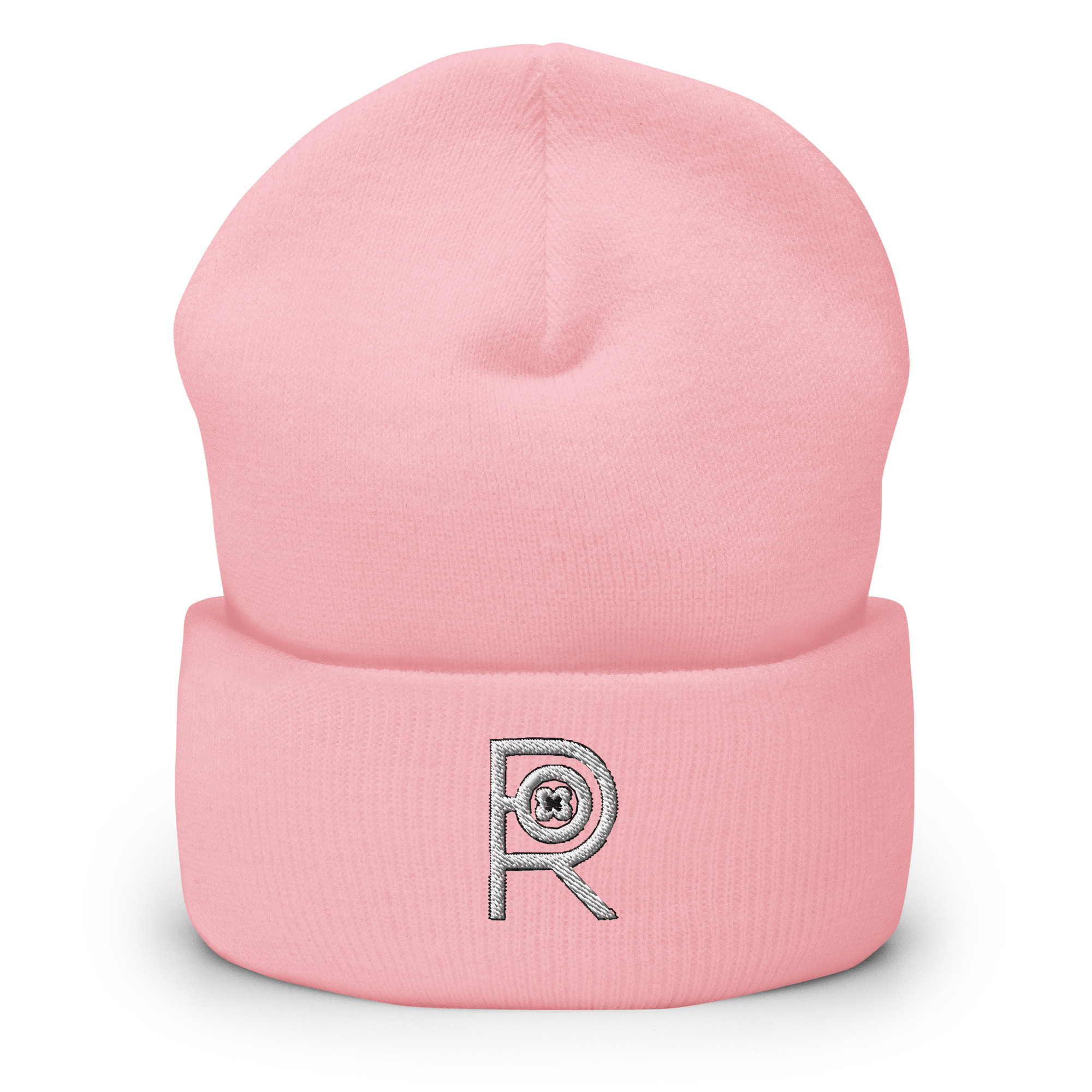 R - White And Black Outlined Unisex Cuffed Beanie - Image 26