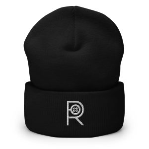 R - White And Black Outlined Unisex Cuffed Beanie