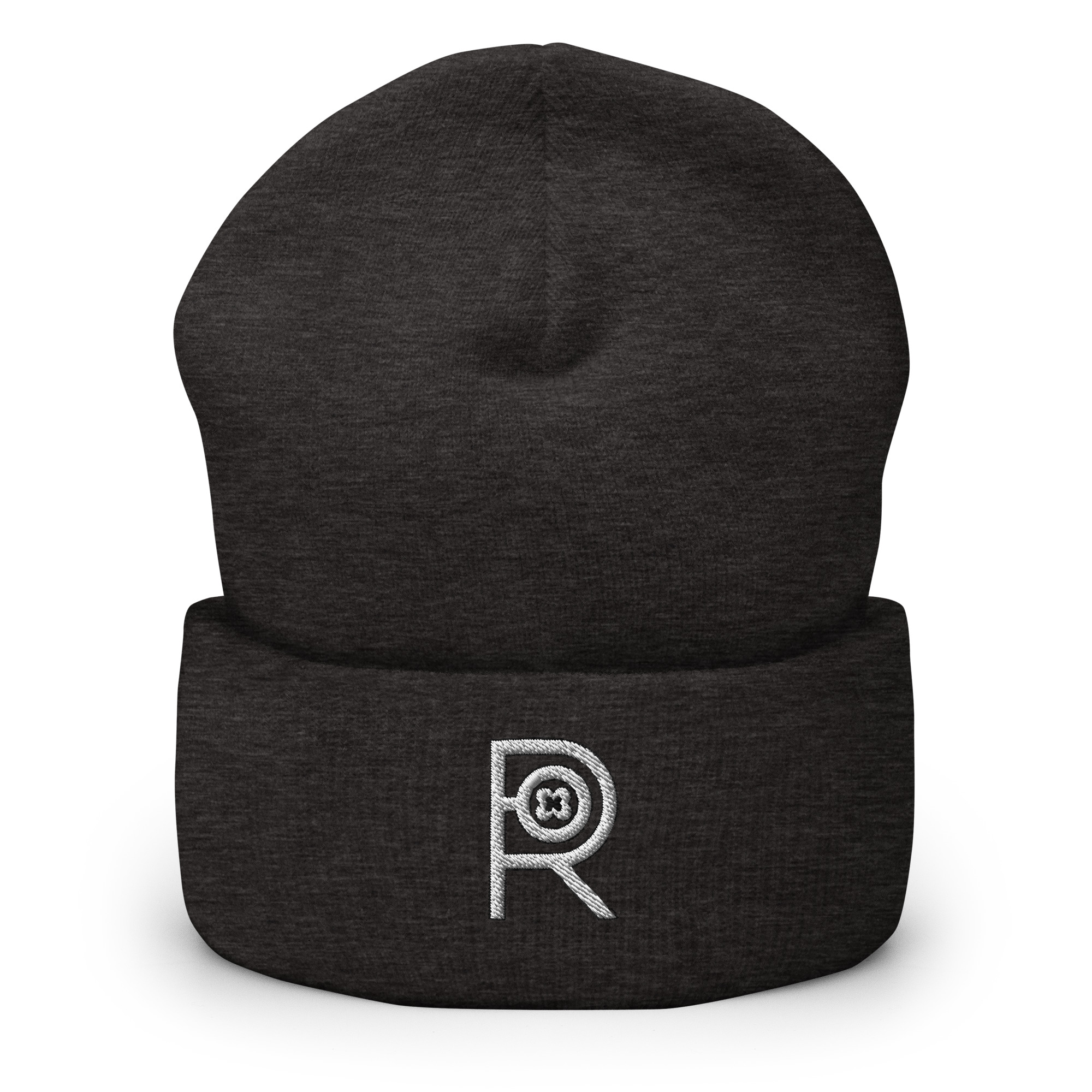 R - White And Black Outlined Unisex Cuffed Beanie - Image 19