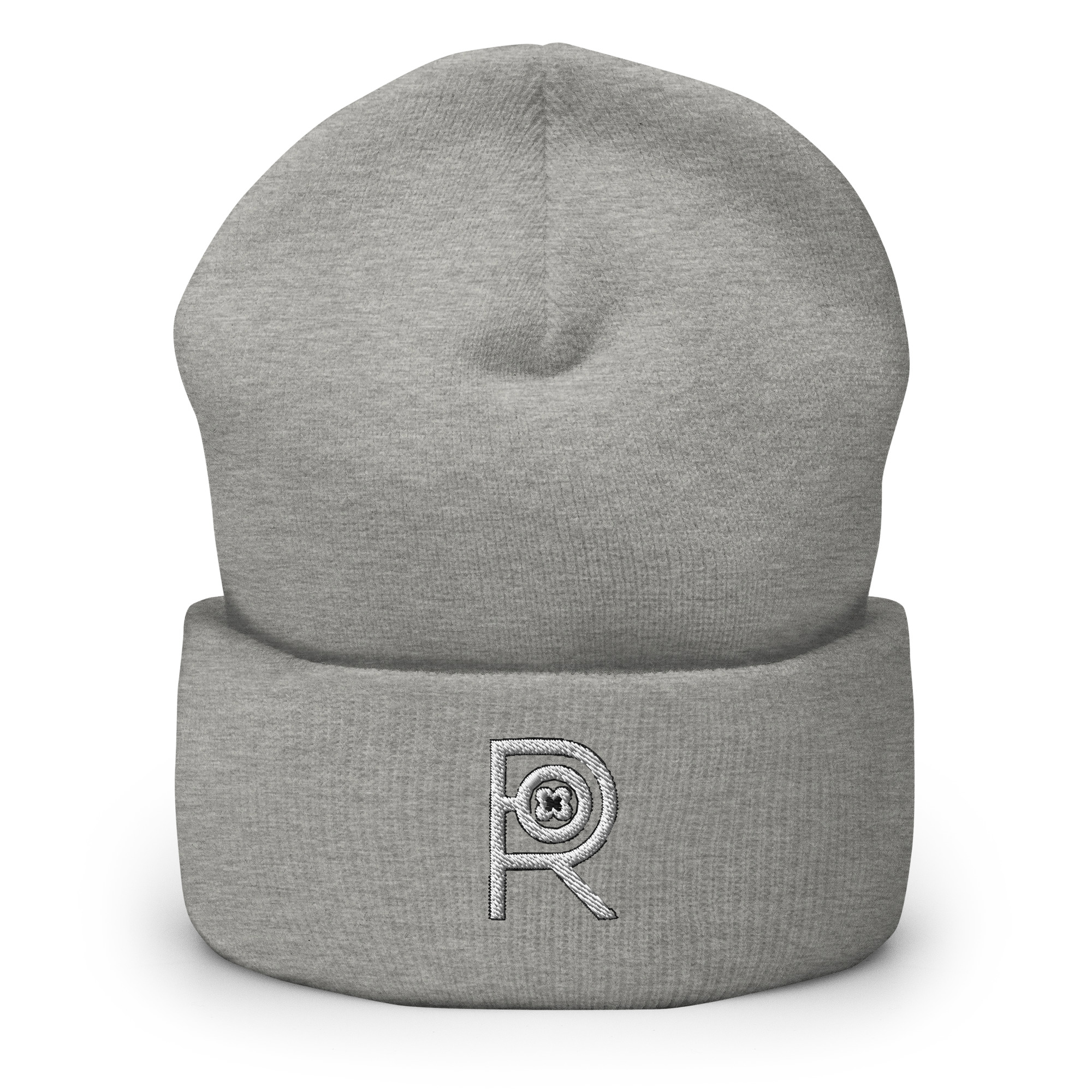 R - White And Black Outlined Unisex Cuffed Beanie - Image 24