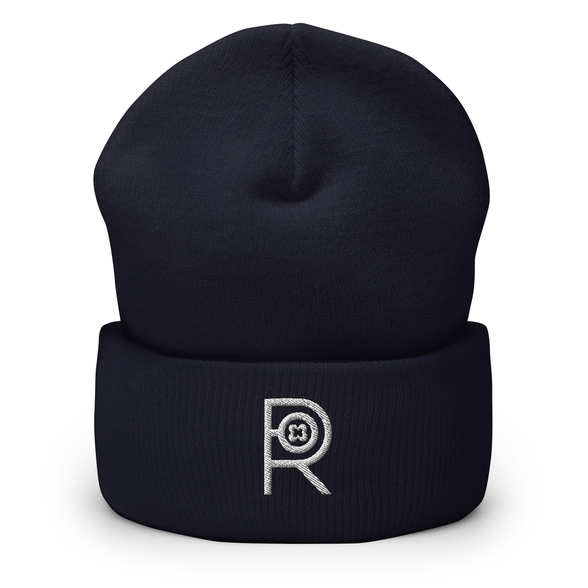 R - White And Black Outlined Unisex Cuffed Beanie - Image 18
