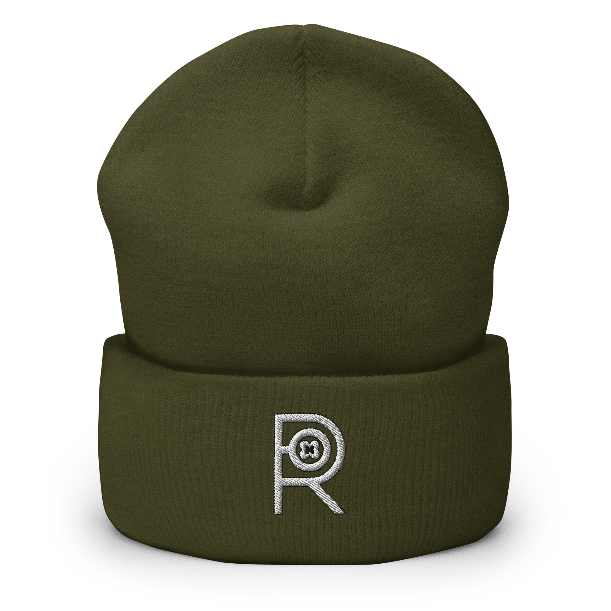 R - White And Black Outlined Unisex Cuffed Beanie - Image 22