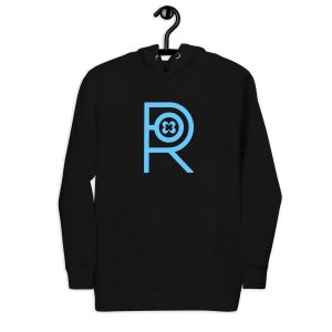 R - Sky Blue And Black On Black Unisex Hoodie