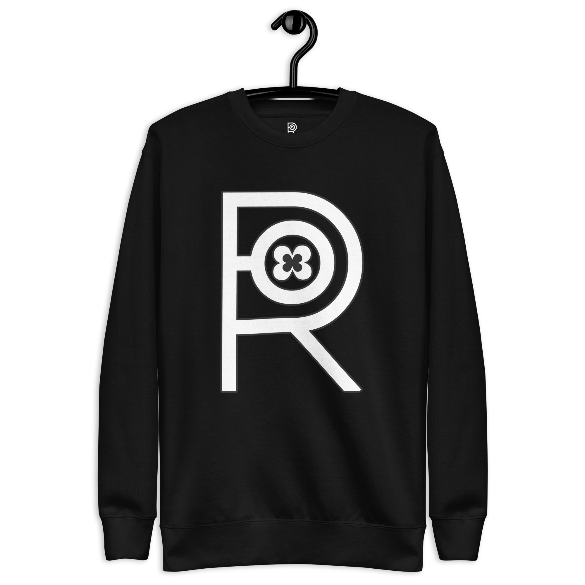 R - White And Black Outlined Black Unisex Premium Sweatshirt