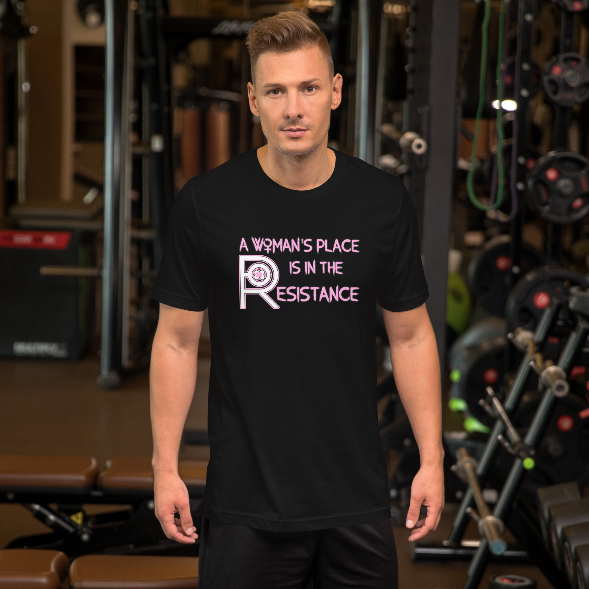 R - A Woman's Place Is In The Resistance Black Unisex T-shirt - Image 5